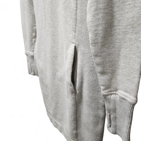 Athleta Hayes Long Sleeve Sweatshirt Hoodie Dress In Light Heather Gray - Picture 5 of 8